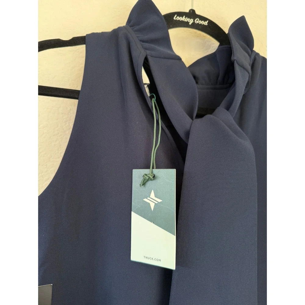 NWT Tuckernuck Women's Navy Blue Blythe Bow Shift Dress Size Extra Small Preppy - Picture 5 of 7